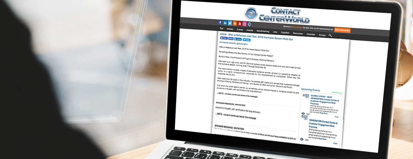 computer with contact center website