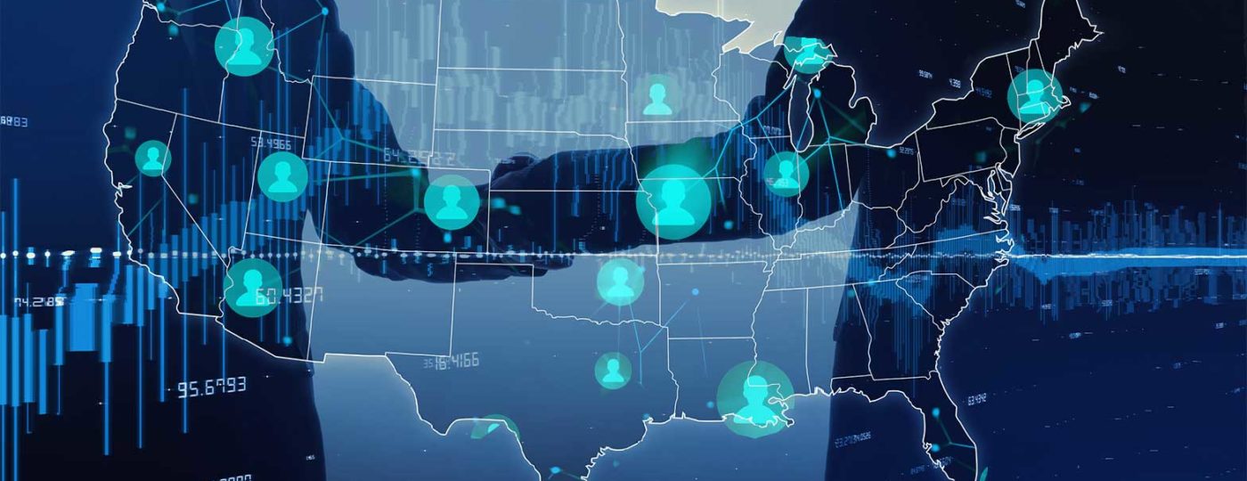 American map with agents