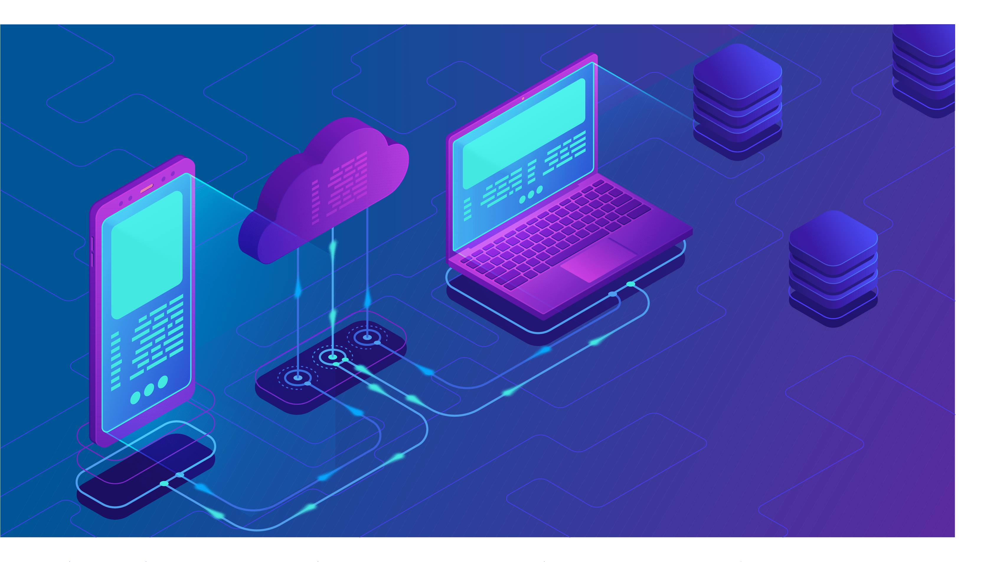 illustration showing phone to cloud to computer automated system 
