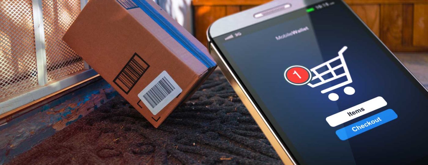 checking out using mobile application and a deliver box