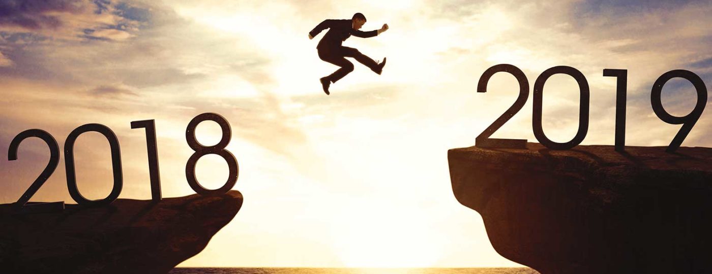 man jumping from the year 2018 to the year 2019 virtual call center solutions