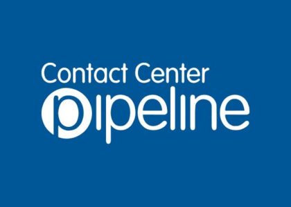 contact center pipeline logo with blue background