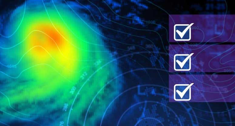 radar showing heaving hurricane radar and checklist