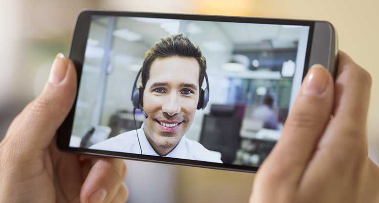 video chatting with a customer service representative 