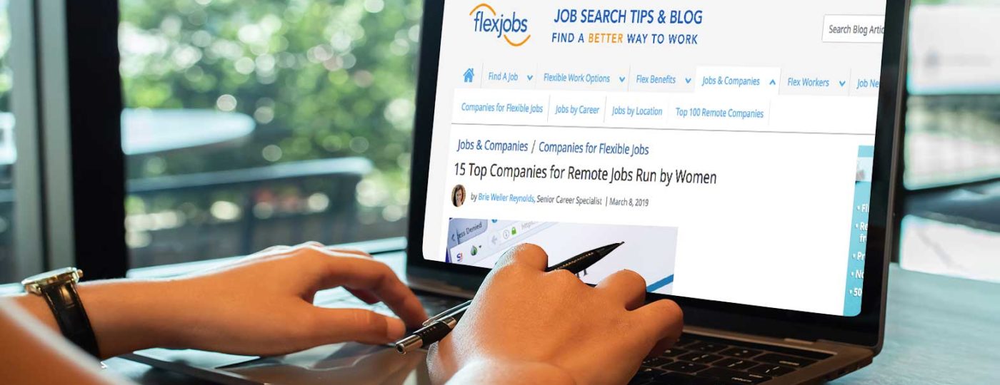 woman looking at flexjob article that features on demand call center solution woman owned