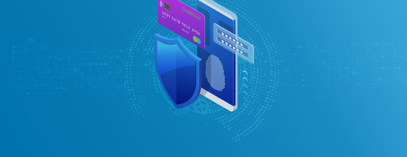illustration of phone with shield and credit card on top for secured call center operations