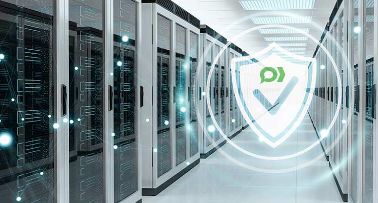 illustration of a secured network for on demand contact center financial services
