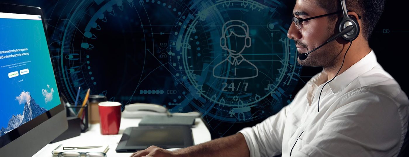 on demand customer service agent working at a modern contact center solutions center