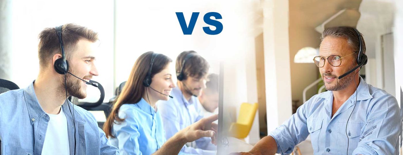people working at call center vs contact center