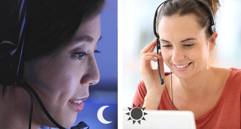 call center chat women working