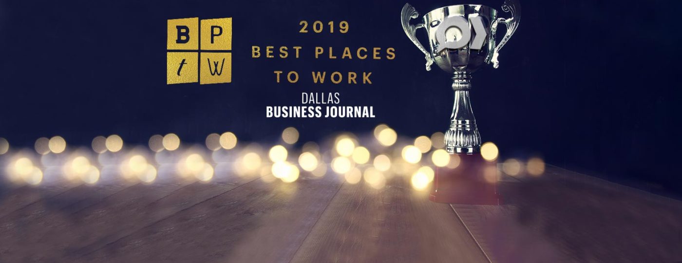 best places to work logo and dallas business journal with trophy
