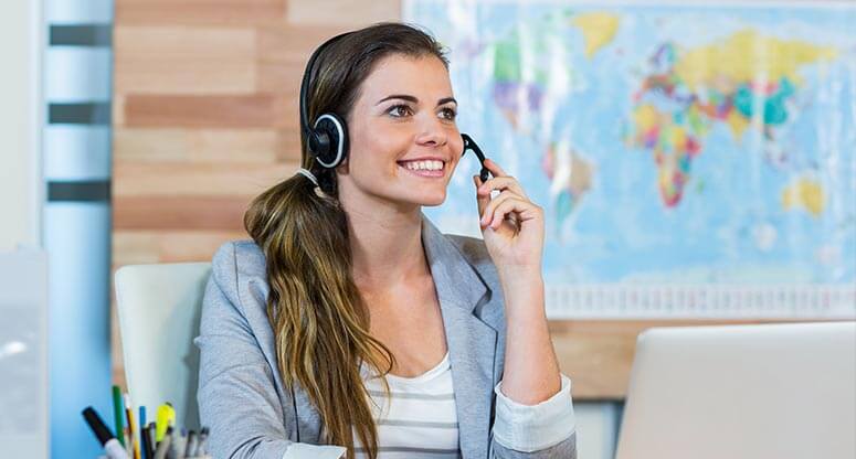 happy travel customer service agent from on demand contact center solutions