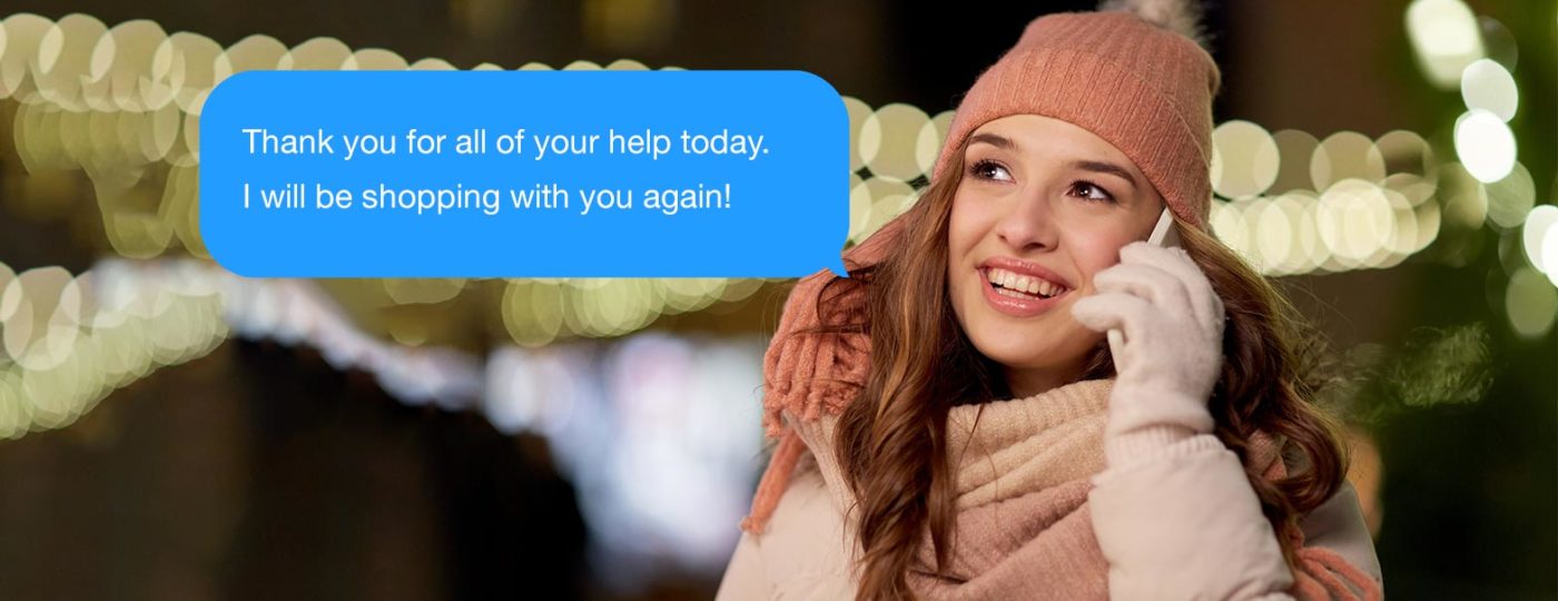 woman talking on the phone with exceptional on demand contact center solutions