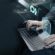 business person using computer with security shield icon and working solutions icon