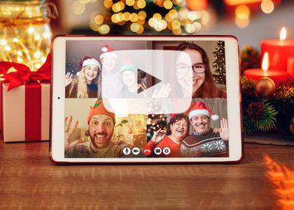 happy holiday over video chat
