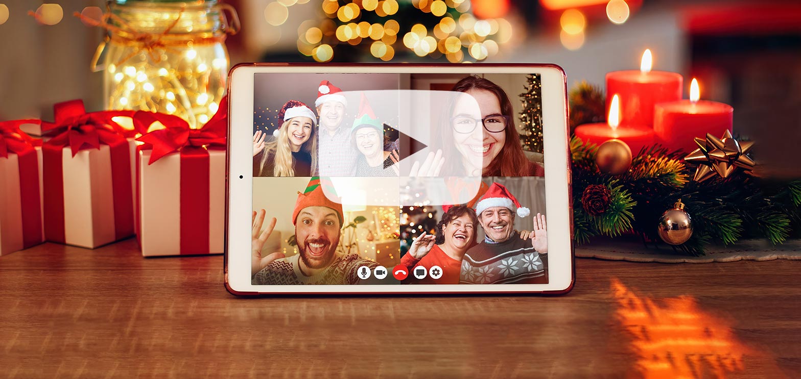 happy holiday over video chat