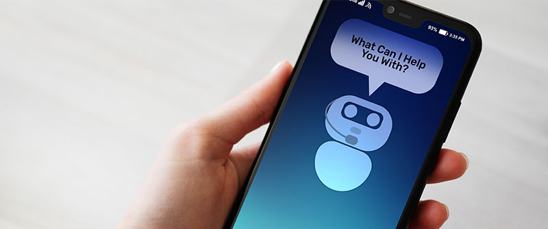 Customer and chatbot dialog on smartphone screen