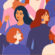 Illustration of a diverse group of faces and ethnicities of women.