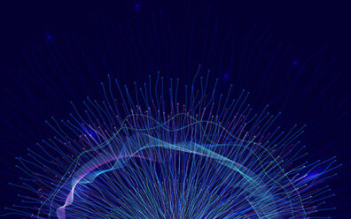 Abstract representation of neurological strings in the shape of a brain