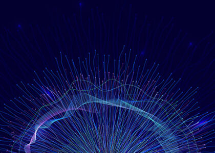 Abstract representation of neurological strings in the shape of a brain
